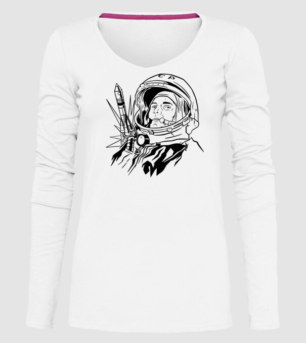 Astronautul Gagarin model alb pe tricou
