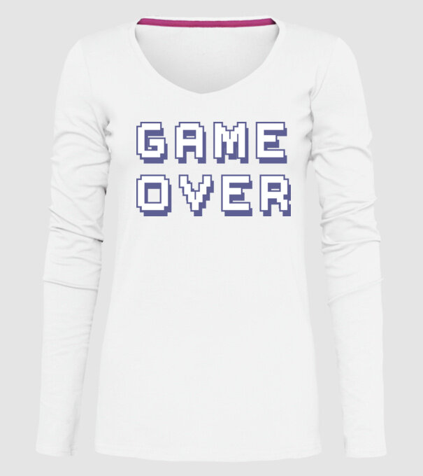 Game Over model alb pe tricou