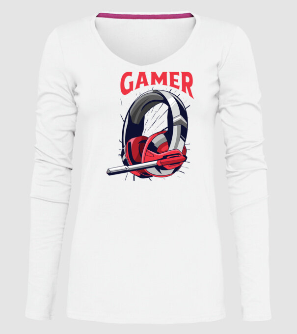 Căști Gamer model alb pe tricou