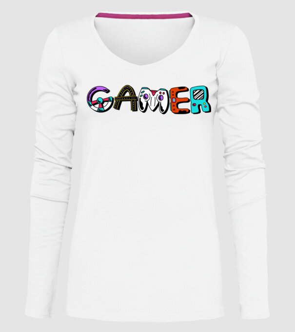 Inscripție Gamer model alb pe tricou