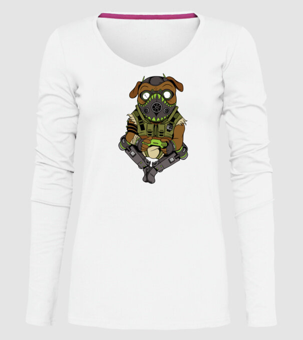 Mops Gamer model alb pe tricou