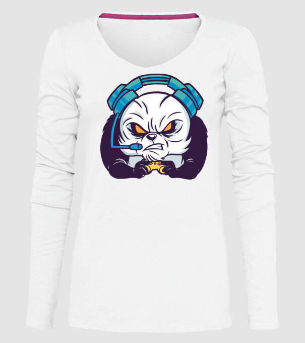 Gamer Panda model alb pe tricou