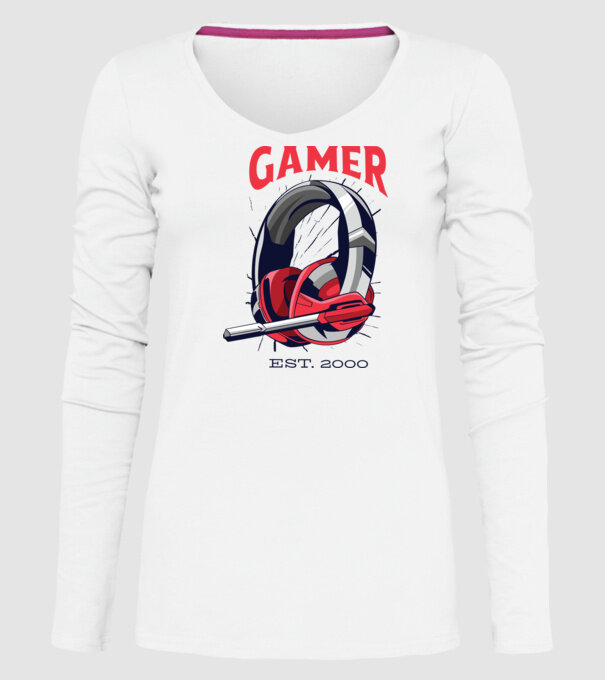 Gamer est. 2000 model alb pe tricou