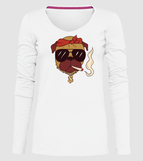 Rapper Gangster Mops model alb pe tricou