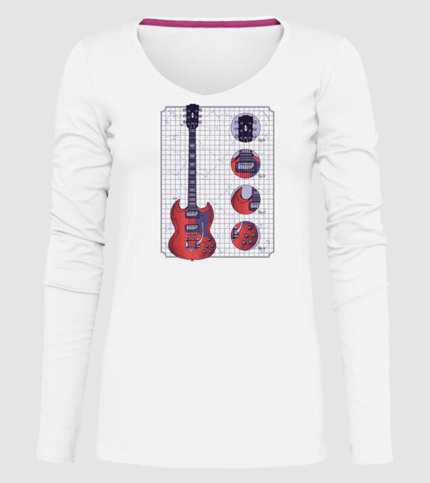 Gibson Chitară desen model alb pe tricou