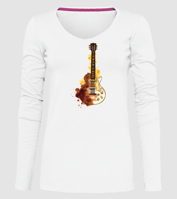 Chitara Pictură model alb pe tricou