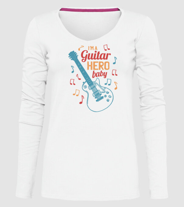 Erou chitarist model alb pe tricou