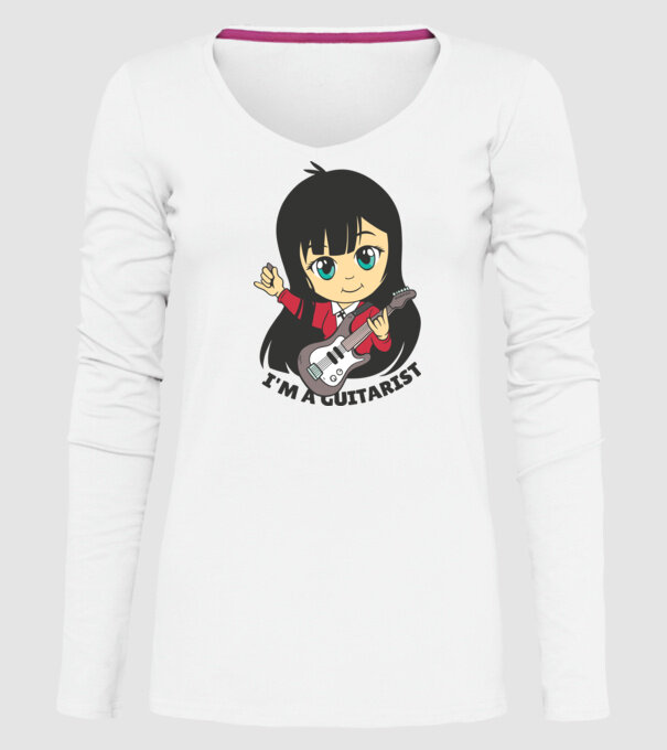 Sunt chitarist fată model alb pe tricou