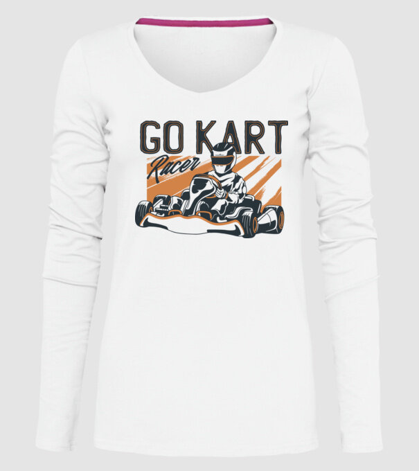 Concurent Go-kart model alb pe tricou