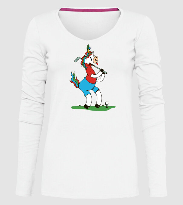 Unicorn jucător de golf model alb pe tricou