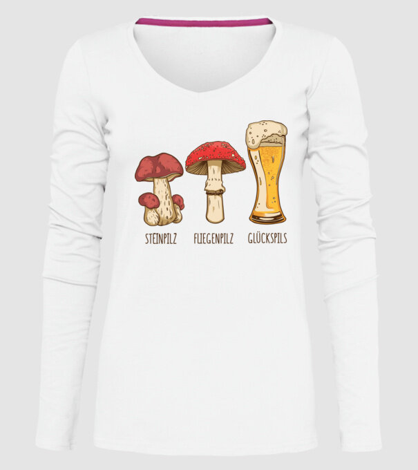 Soiuri de ciuperci model alb pe tricou