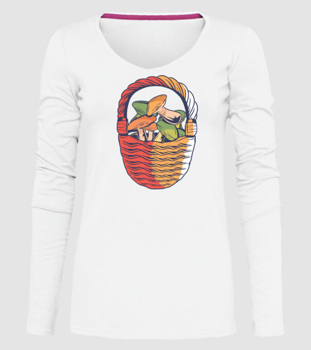 Ciuperci model alb pe tricou