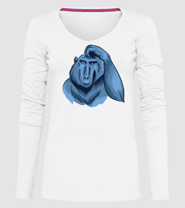 Maimuța gânditoare model alb pe tricou