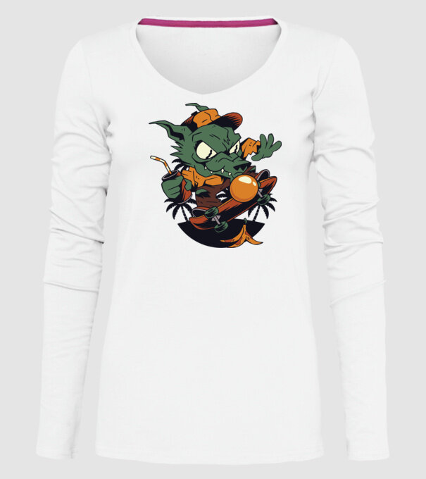 Vârcolac Skateboarder model alb pe tricou