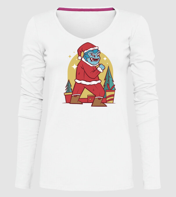 Gorila Santa model alb pe tricou