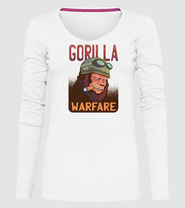 Gorilla Warfare model alb pe tricou