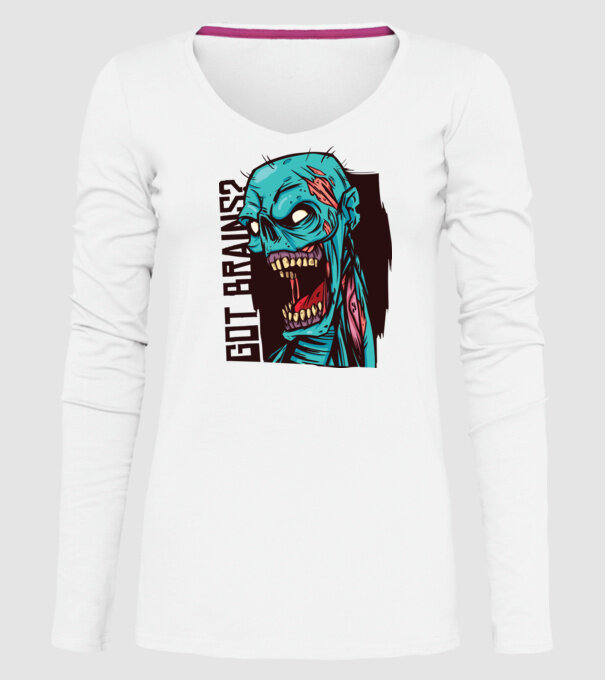 Got Brains? Cap Zombie model alb pe tricou