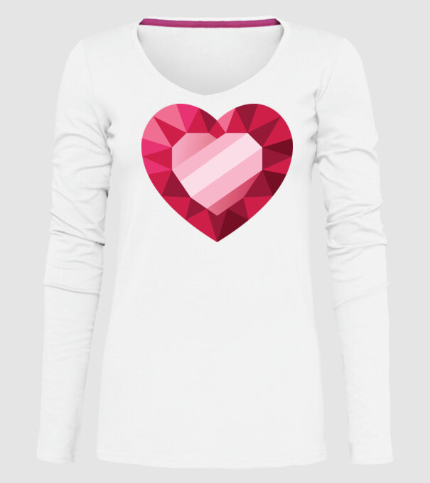 Inimă diamant model alb pe tricou