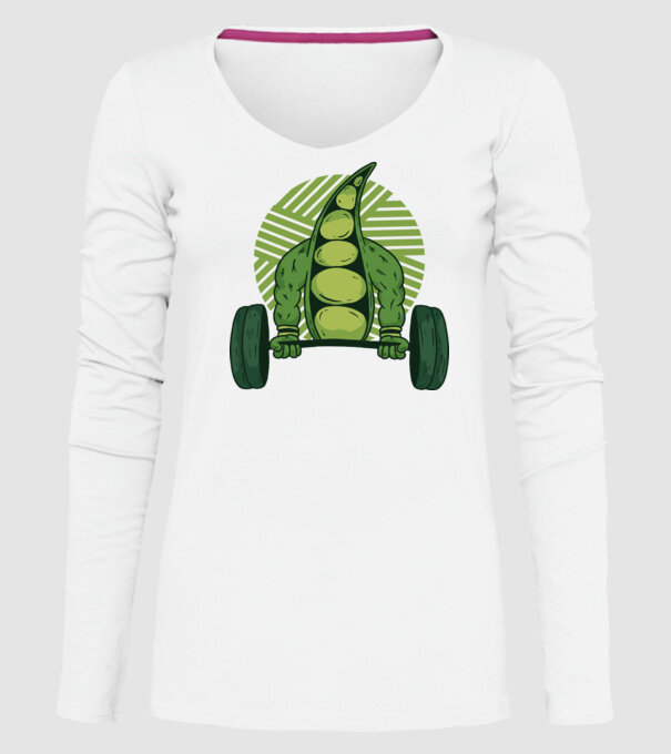 Mazăre musculoasă model alb pe tricou