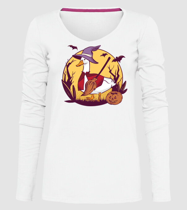 Gâscă Halloween model alb pe tricou