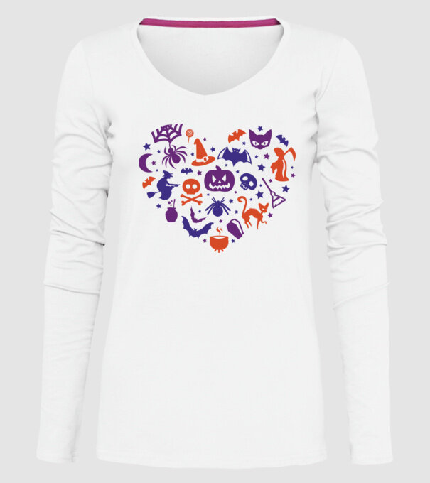 Inimă Halloween model alb pe tricou
