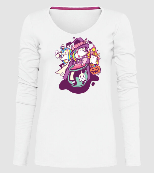Unicorni Halloween model alb pe tricou