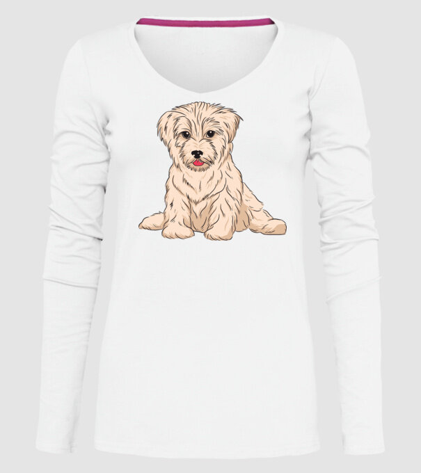 Câine Havanez model alb pe tricou