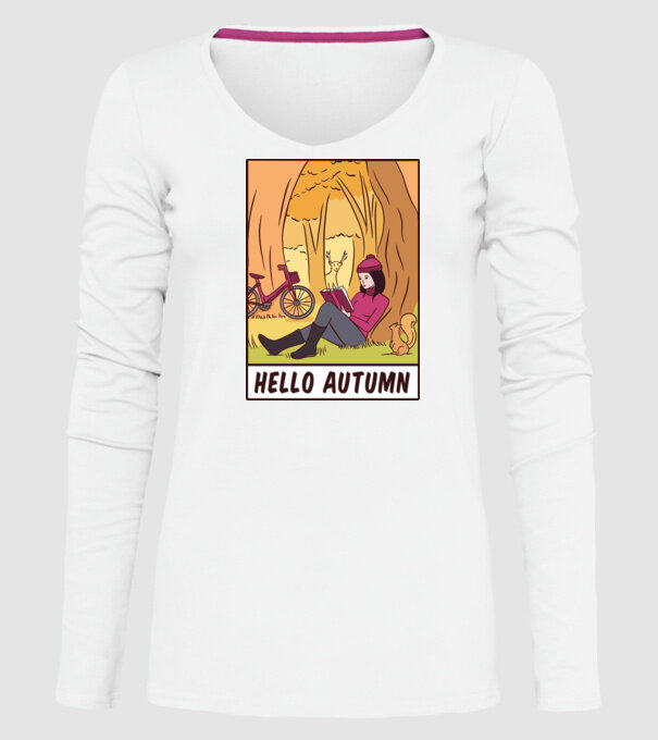 Hello Toamnă model alb pe tricou