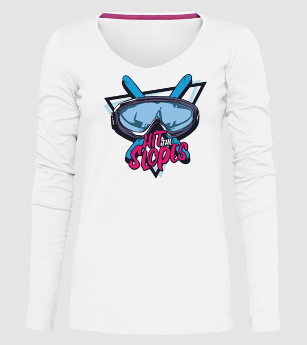 Hit the Slopes - tricou schi model alb pe tricou