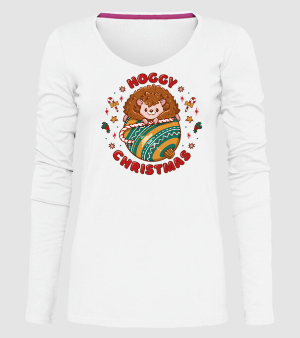Hoggy Christmas Crăciun cu Arici model alb pe tricou