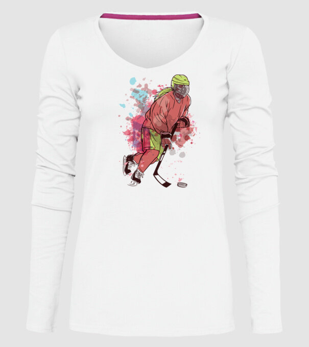 Fată hocheistă model alb pe tricou