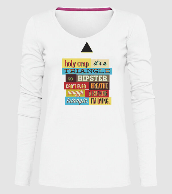'Holy crap it''s a triangle' model alb pe tricou