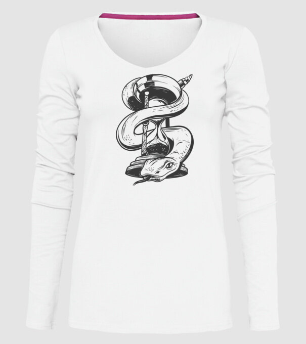 Șarpe clepsidră model alb pe tricou