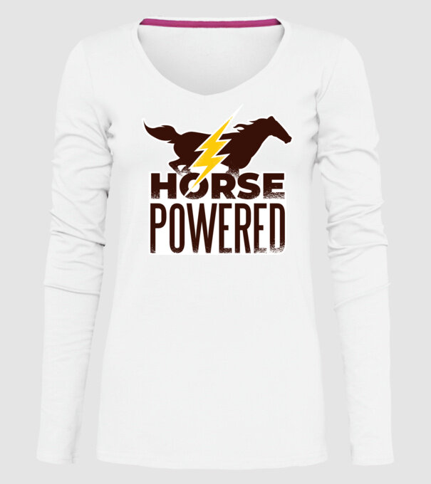 Horse Powered Cal-putere tricou călăreț model alb pe tricou