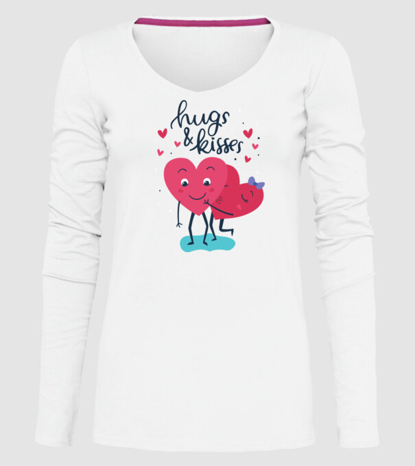 'Hugs and Kisses Tricou drăguț pentru Valentine''s Day' model alb pe tricou