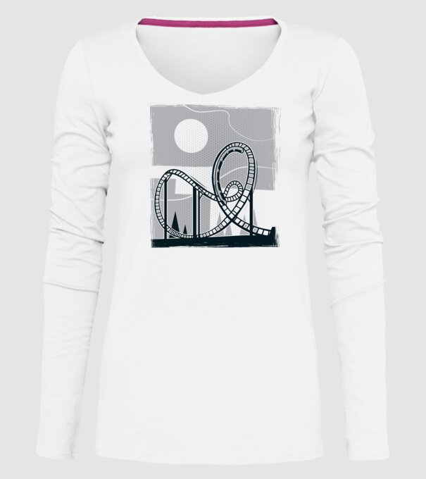 Roller coaster model alb pe tricou