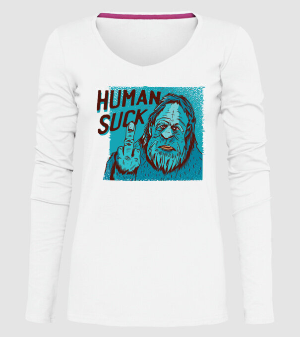Human Suck - Yeti spune tricou amuzant antisocial model alb pe tricou