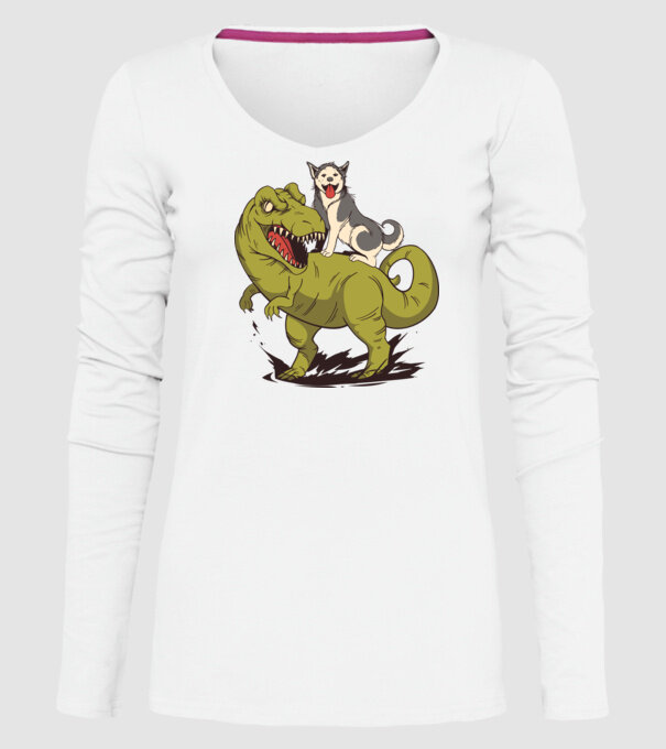 Dinozaur Husky model alb pe tricou