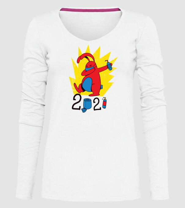 Paște 2021 - Iepuraș cu mască model alb pe tricou