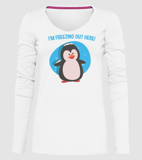 'I''m freezing out here' model alb pe tricou