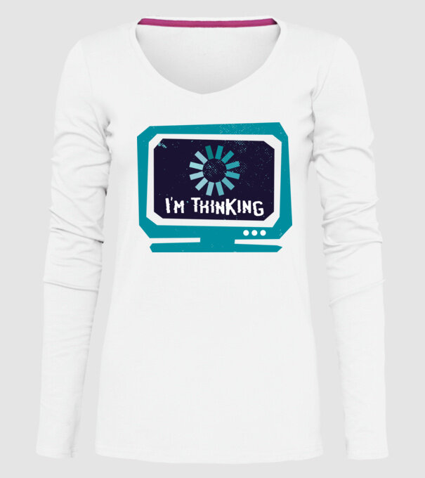'I''m thinking Mă gândesc' model alb pe tricou