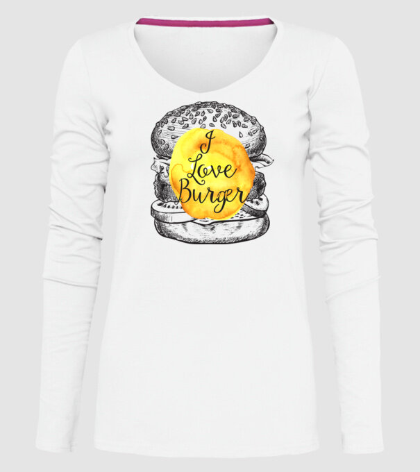 I love burger model alb pe tricou