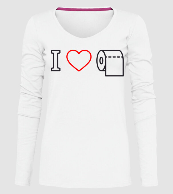 I love hârtie igienică model alb pe tricou