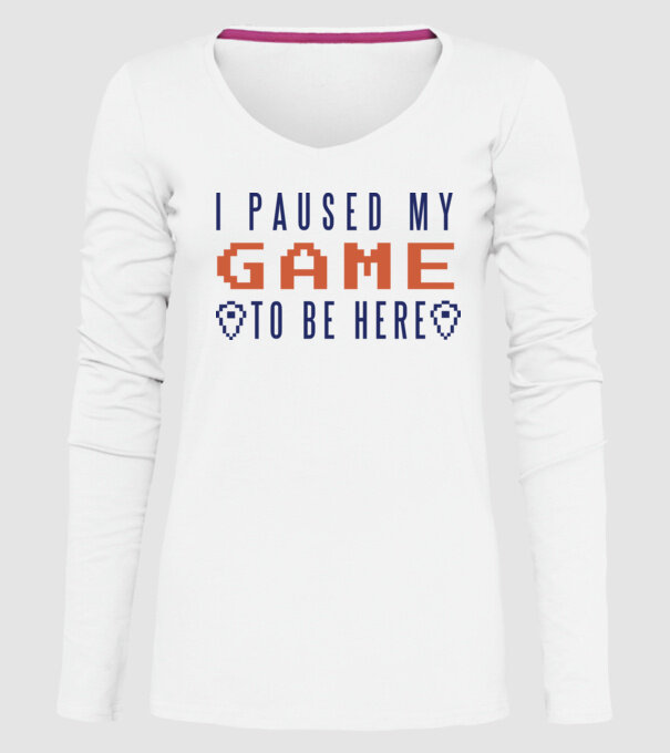 I Paused my game to be here model alb pe tricou