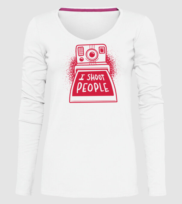 I shoot people - Fotograf model alb pe tricou