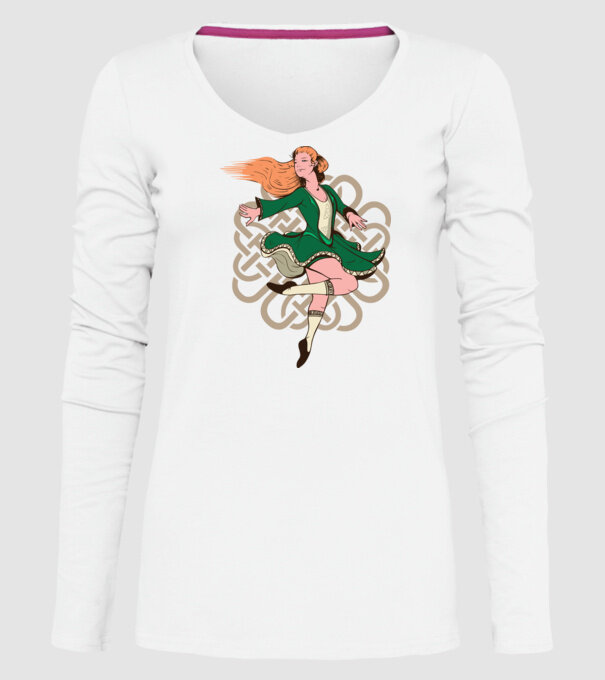 Femeile Dansatoare irlandeză model alb pe tricou