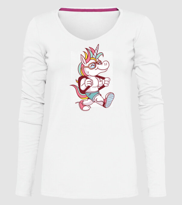 Unicorn școlar model alb pe tricou