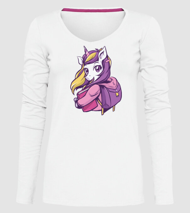 Școlăriță Unicorn model alb pe tricou