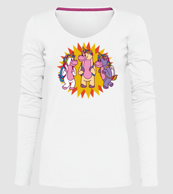 Unicorni școlari model alb pe tricou