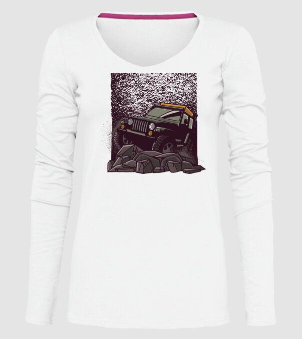 Jeep Offroad model alb pe tricou